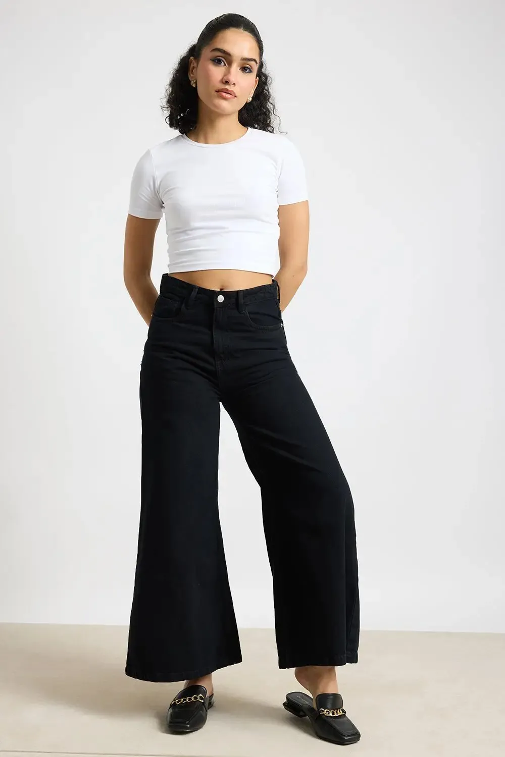 Jet Black Flare Jeans