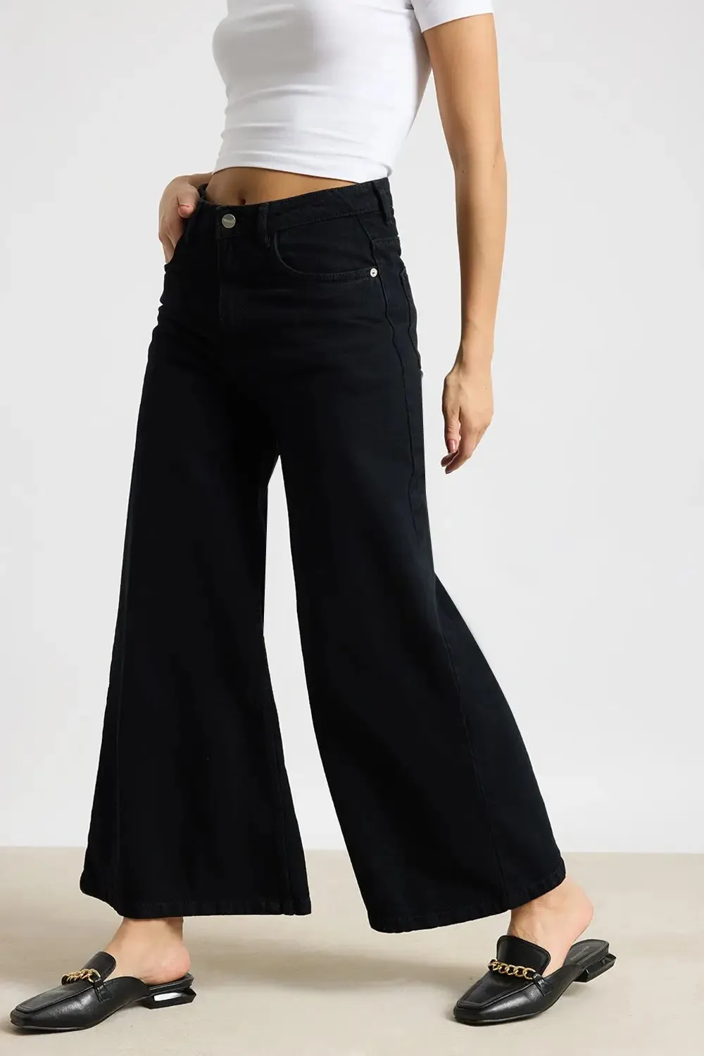 Jet Black Flare Jeans