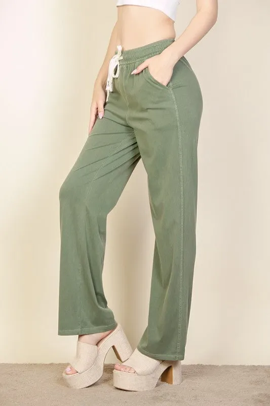 Knit Twill Drawstring Side Pocket Pants