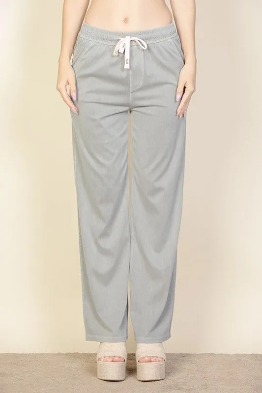 Knit Twill Drawstring Side Pocket Pants