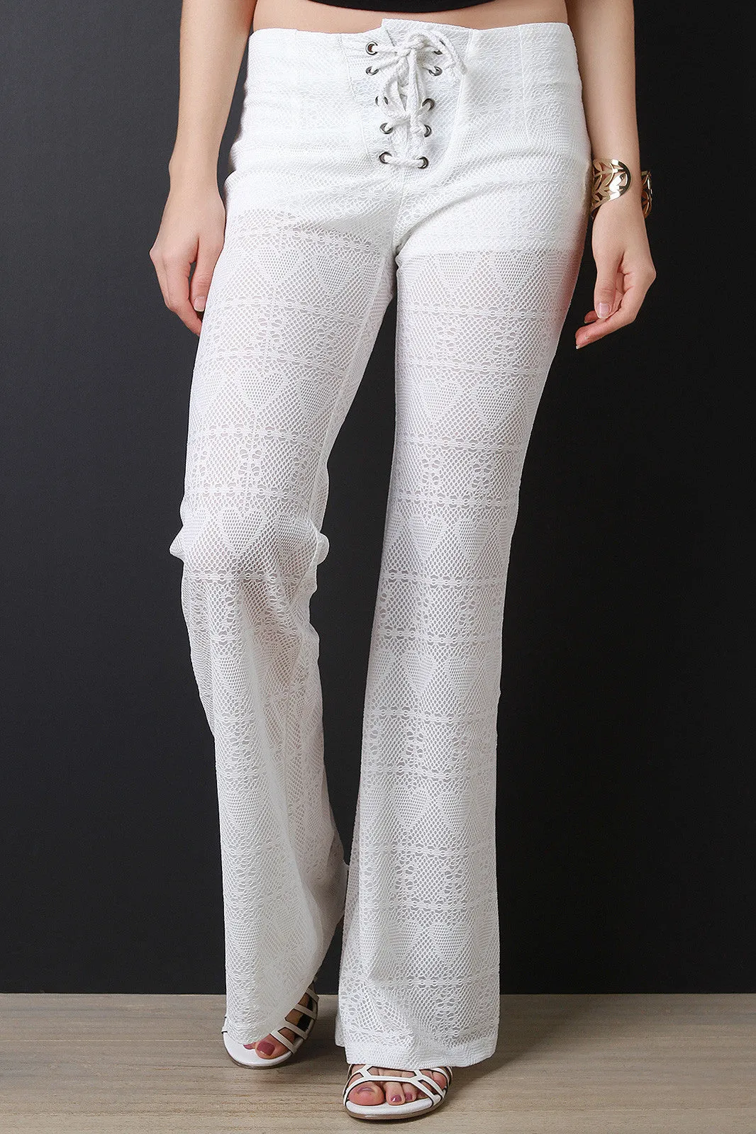 Lace-Up Bell Bottom Pants