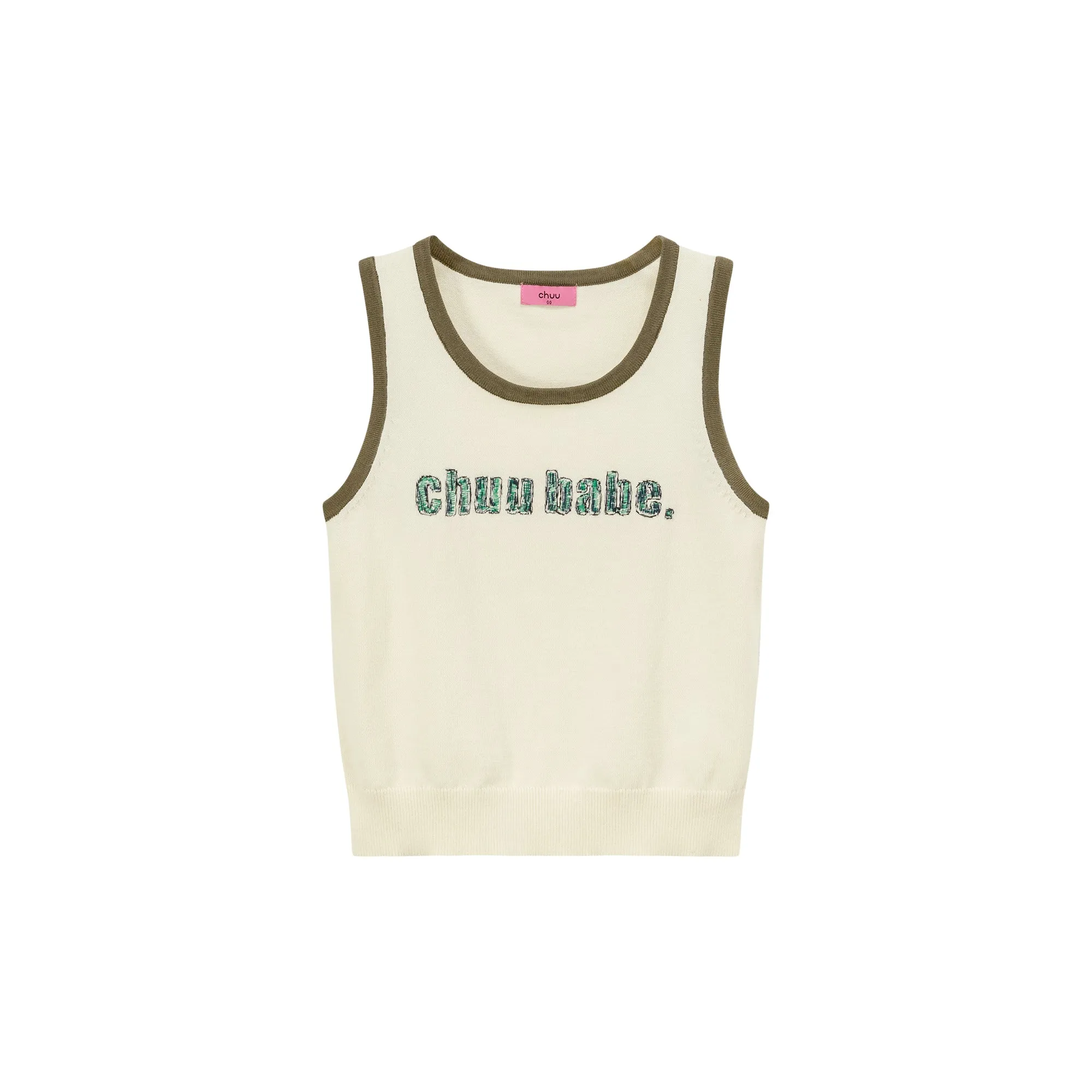 Logo Lettering Color Knit Sleeveless Top