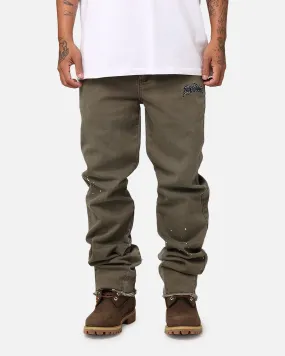 Loiter Demolition Flare Jeans Khaki