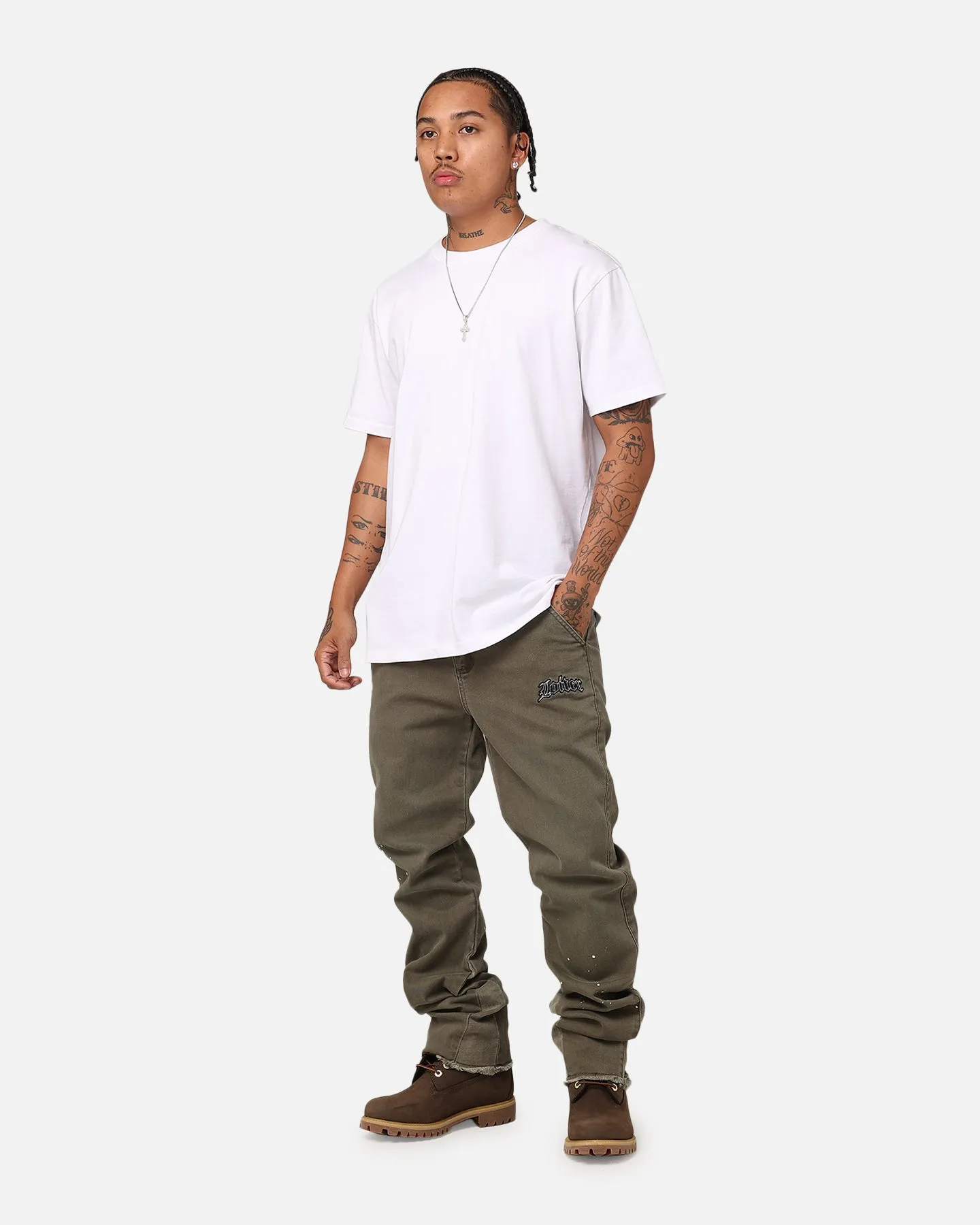 Loiter Demolition Flare Jeans Khaki