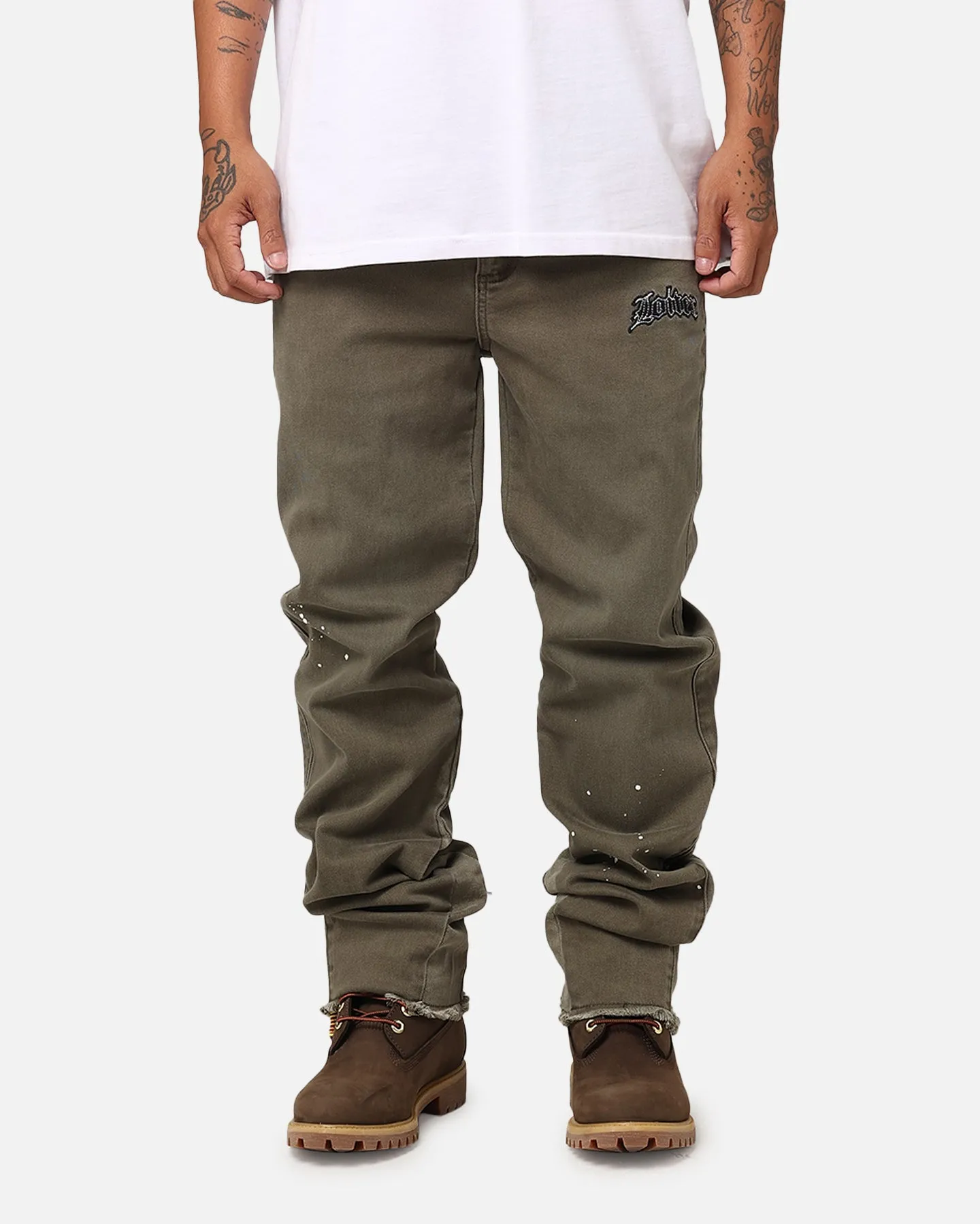 Loiter Demolition Flare Jeans Khaki