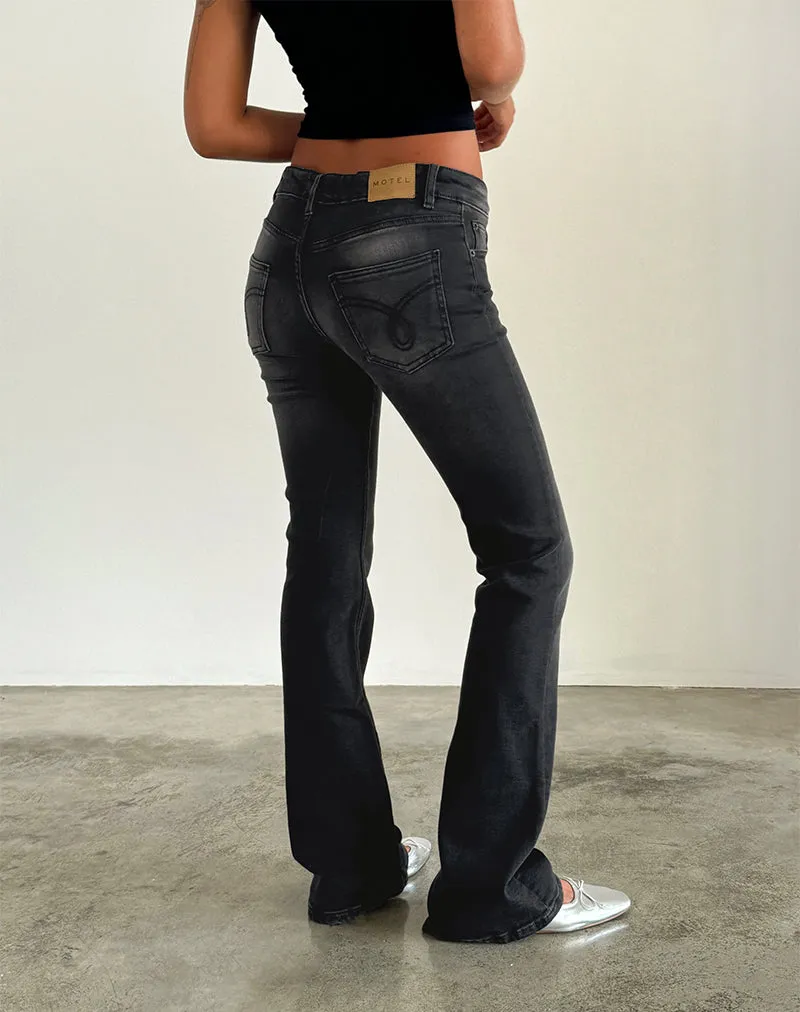 Low Rise Flared Jeans in Extreme Black