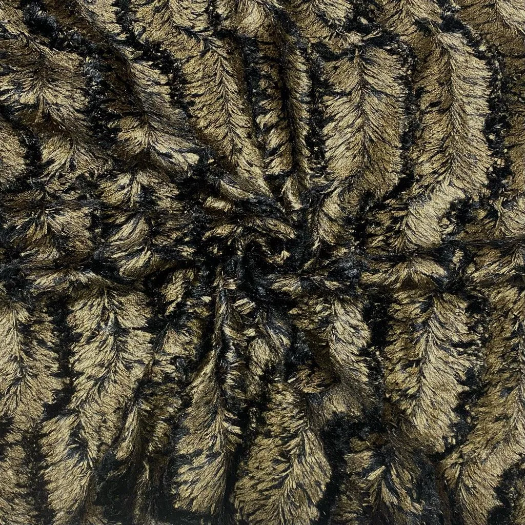 Metallic Striped Faux Fur Fabric