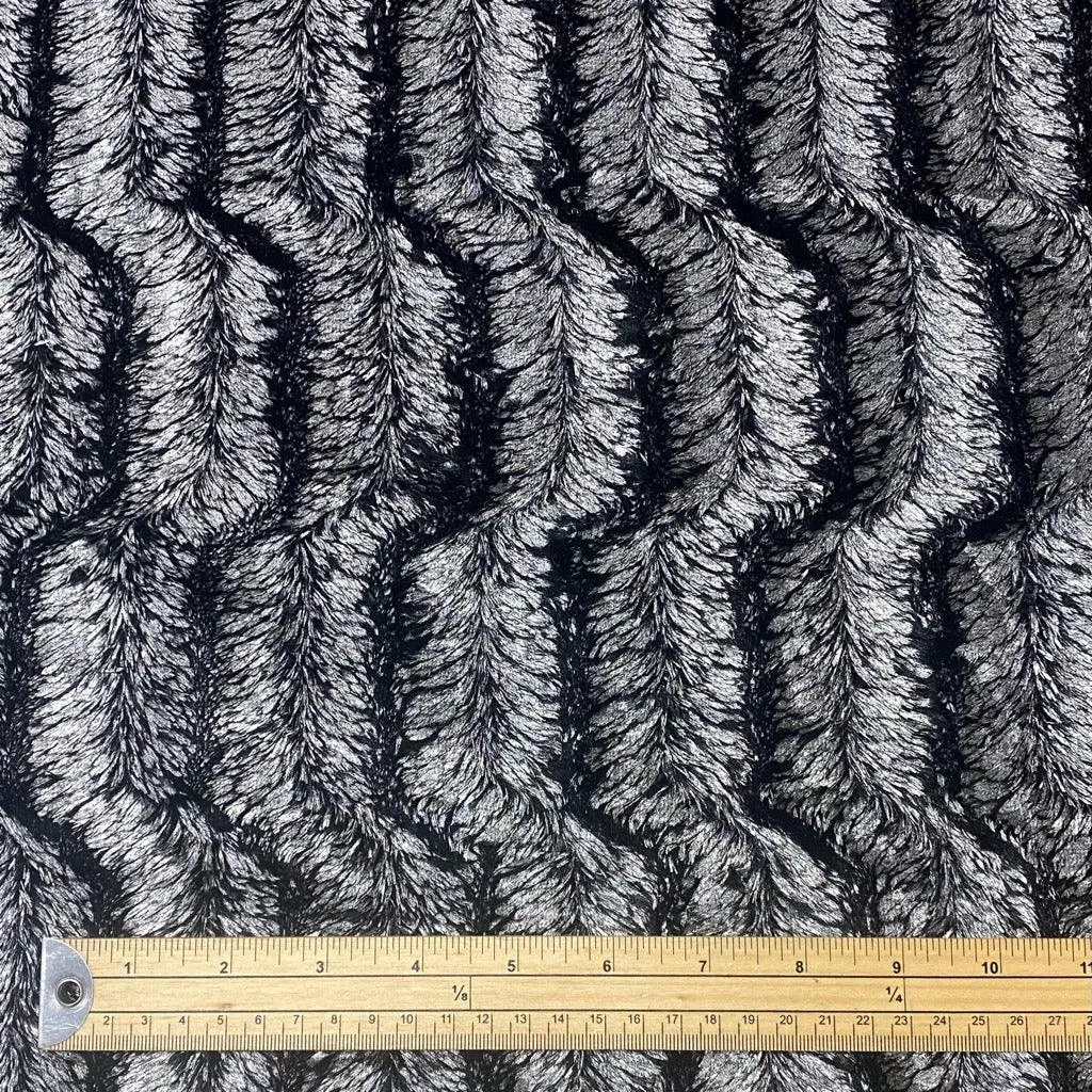 Metallic Striped Faux Fur Fabric