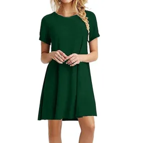 MISSOMO Summer dress Women black O-Neck Short Sleeve Casual Swing T-Shirt Dress Loose Dress women vestidos