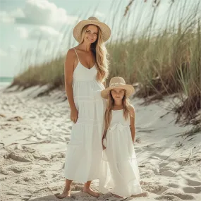 Mom and Daughter Matching Lace Patchwork Spaghetti Strap Dress