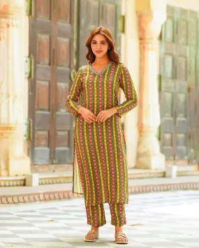 Multicoloured Abstract Kurta Set