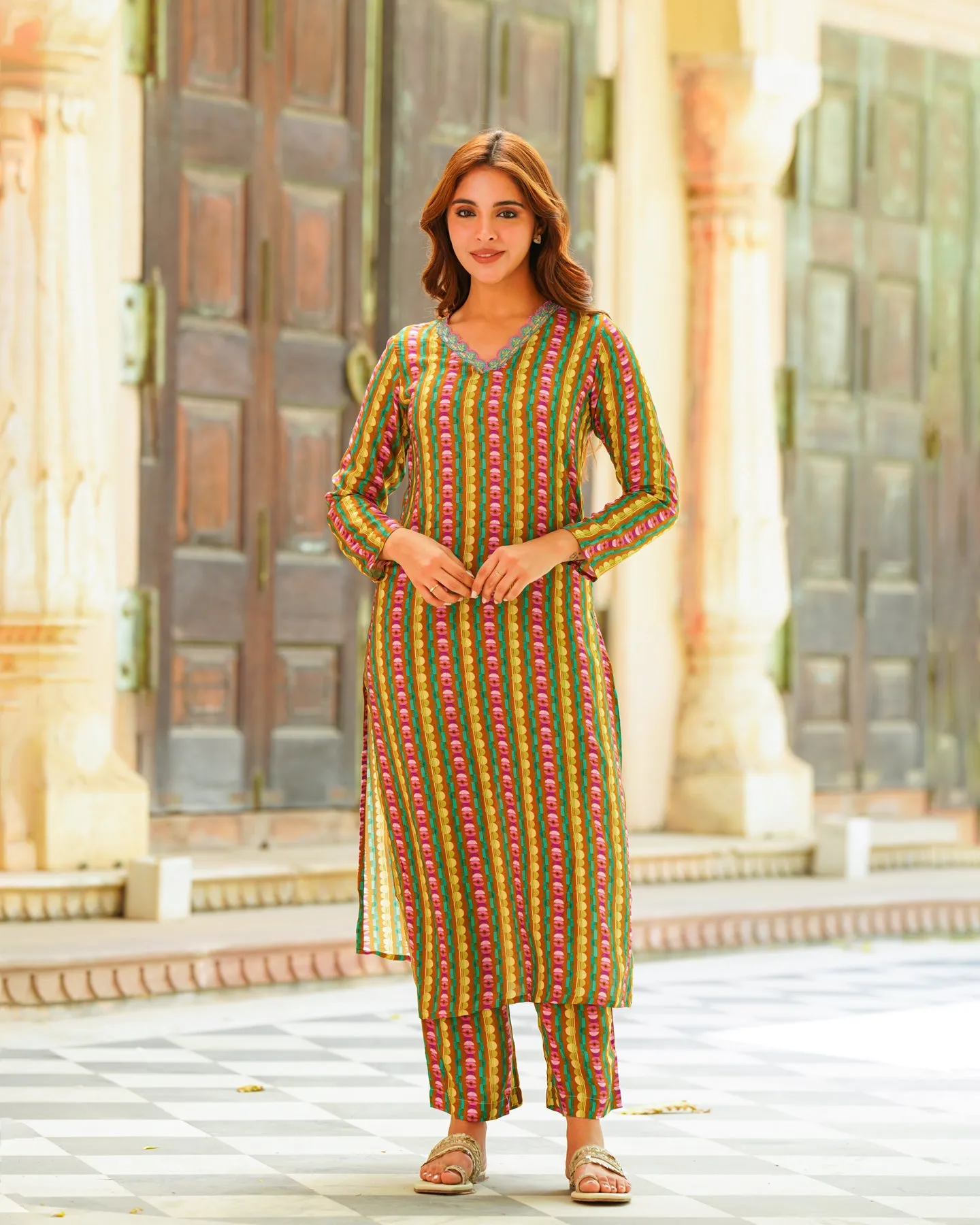 Multicoloured Abstract Kurta Set