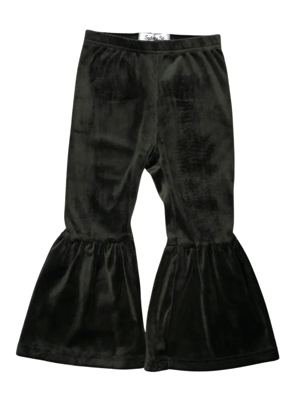 Olive Green Girls Velvet Bell Bottoms