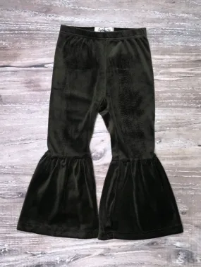 Olive Green Girls Velvet Bell Bottoms