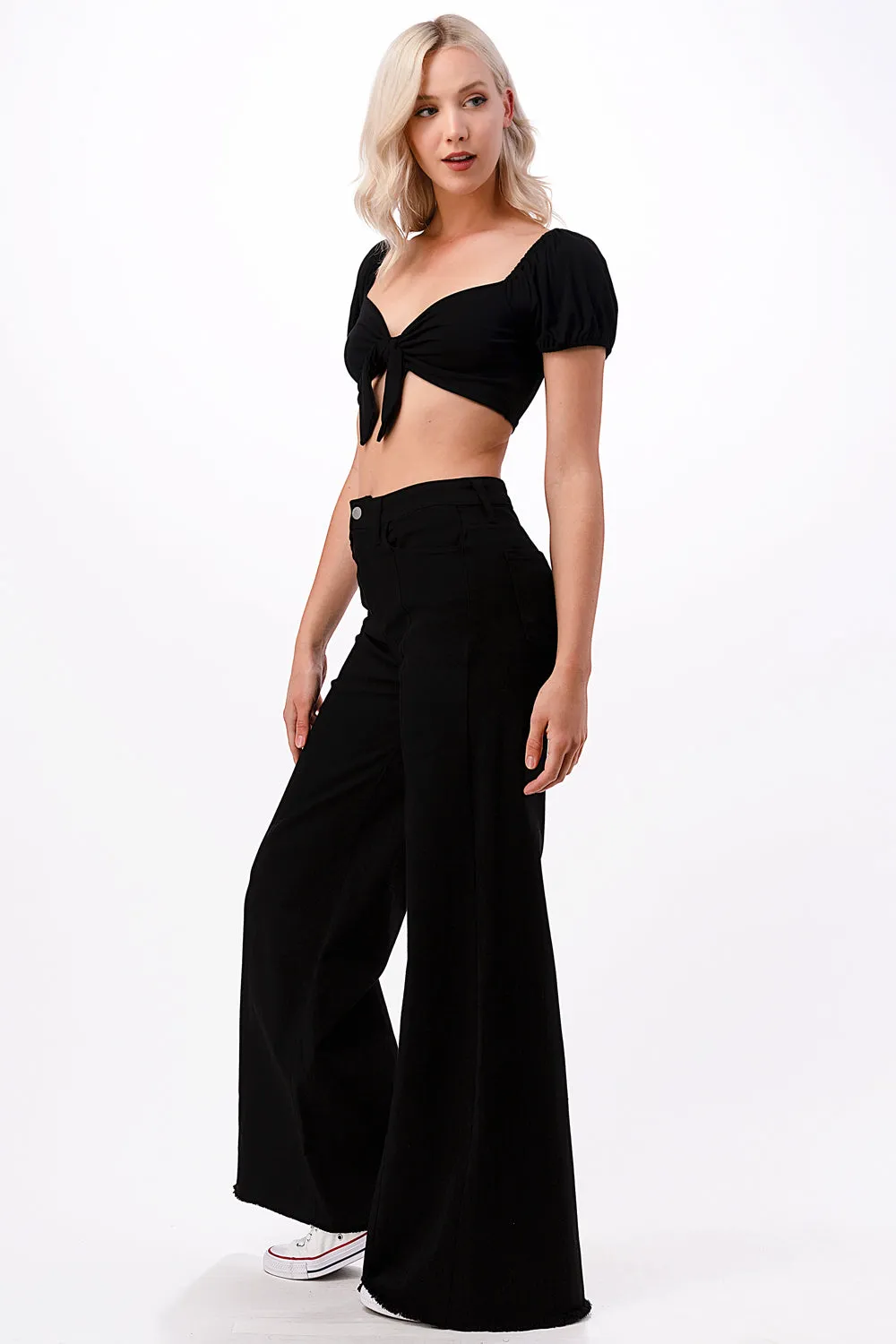 PW505 Front seam detailing high waist wide Leg