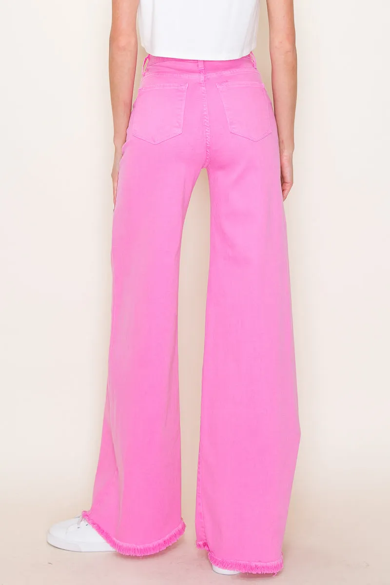 PW505 Front seam detailing high waist wide Leg