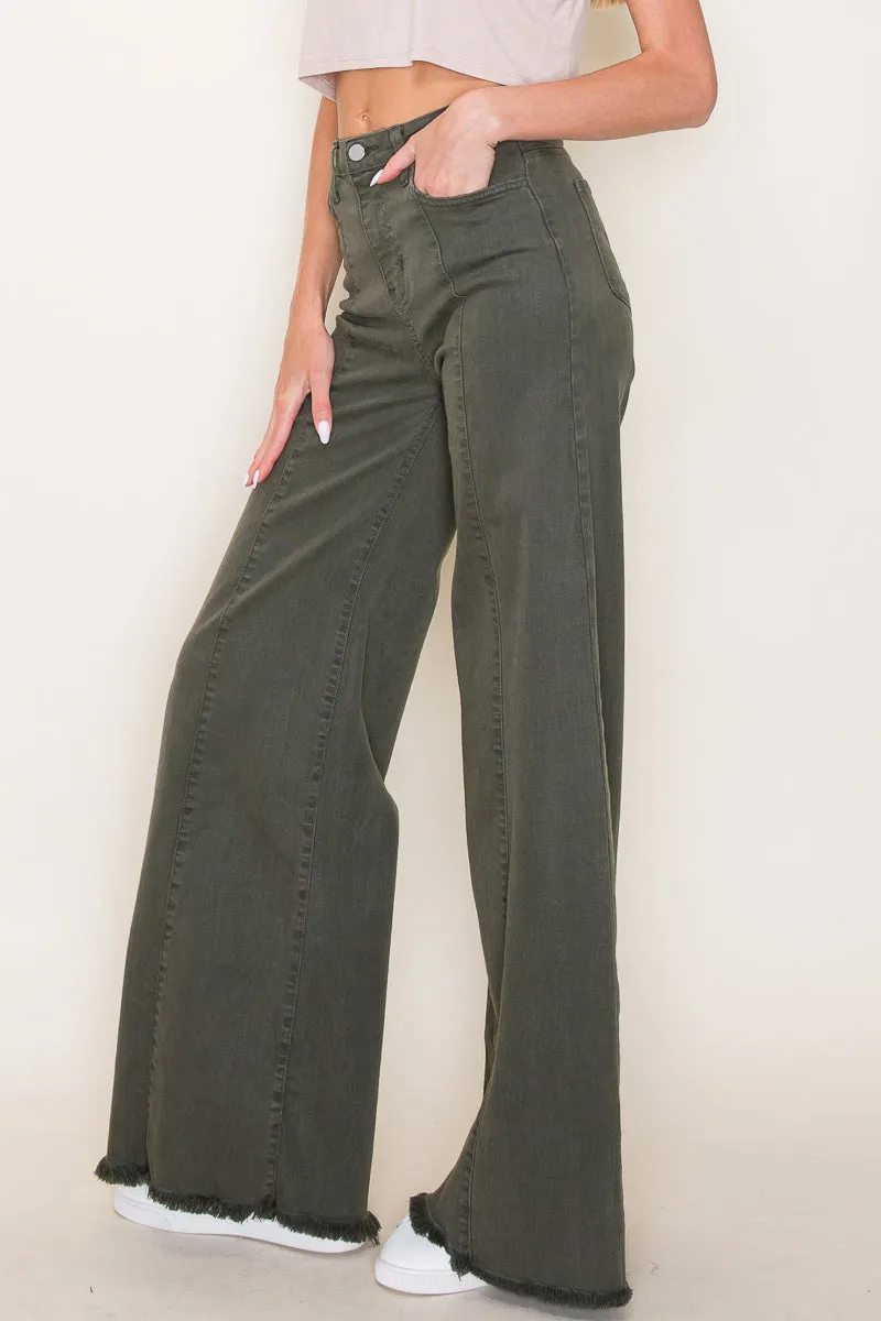 PW505 Front seam detailing high waist wide Leg