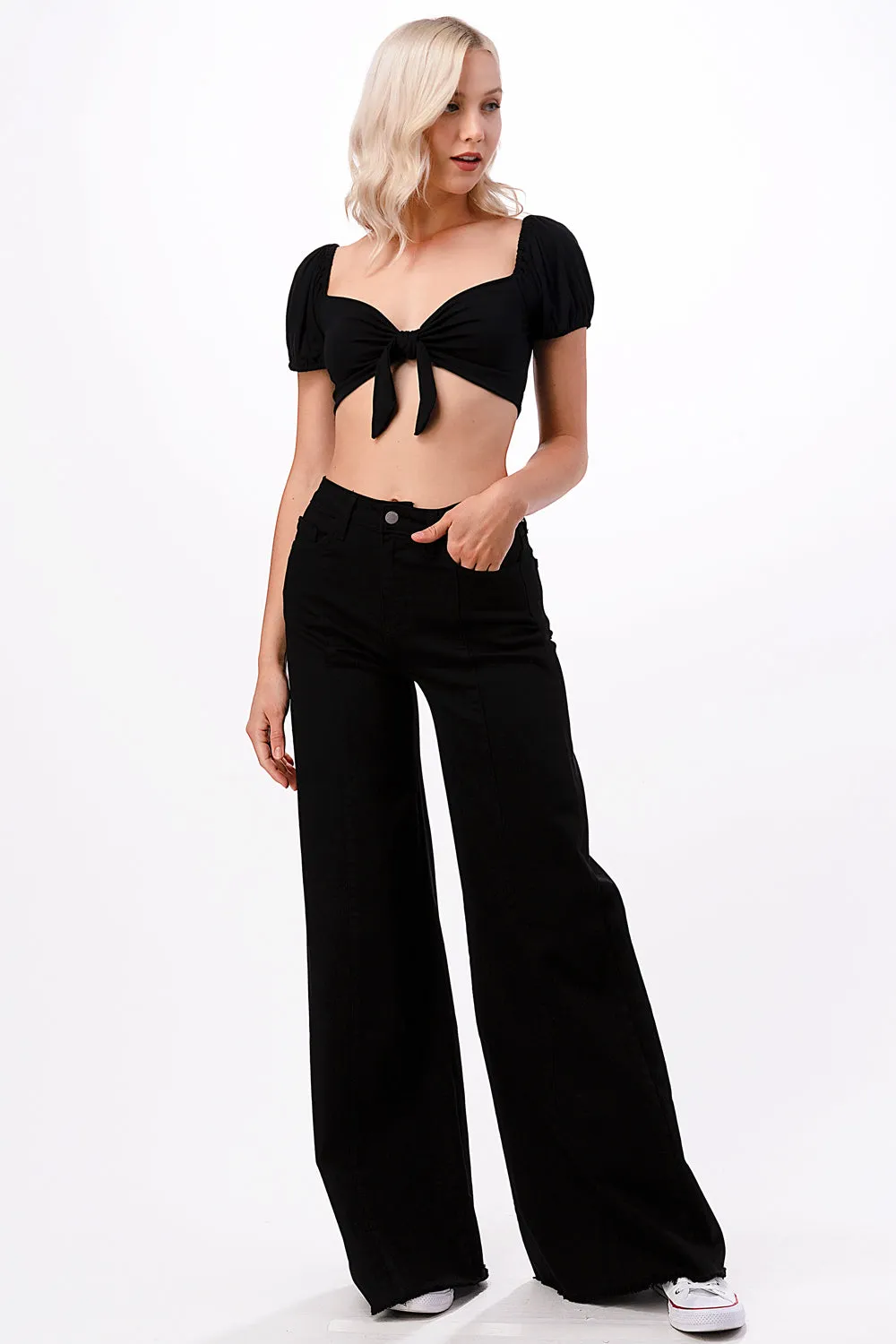 PW505 Front seam detailing high waist wide Leg