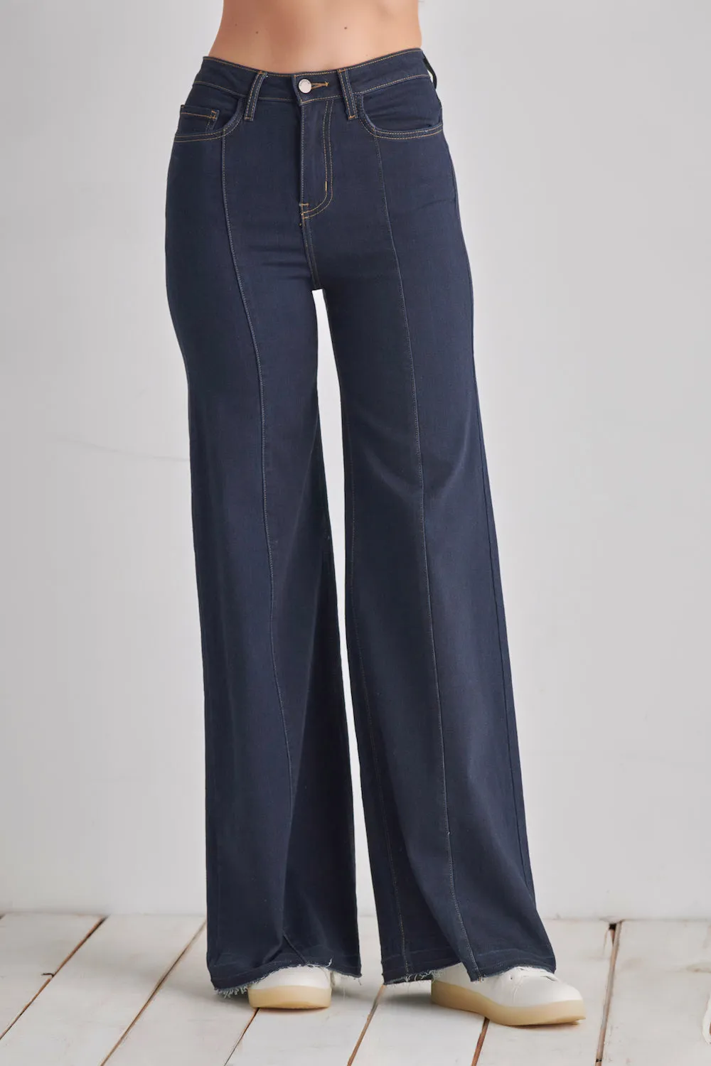 PW505 Front seam detailing high waist wide Leg