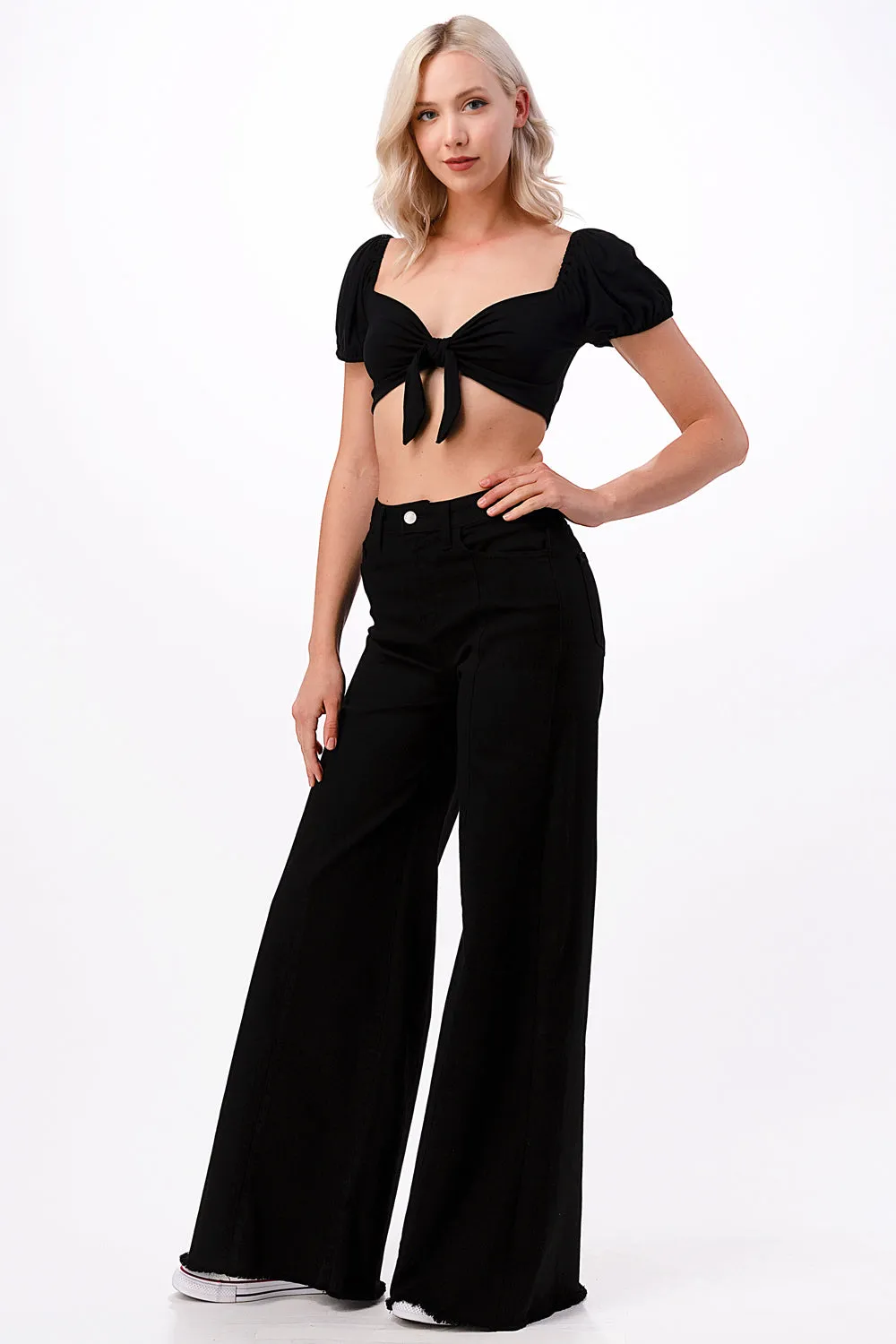 PW505 Front seam detailing high waist wide Leg