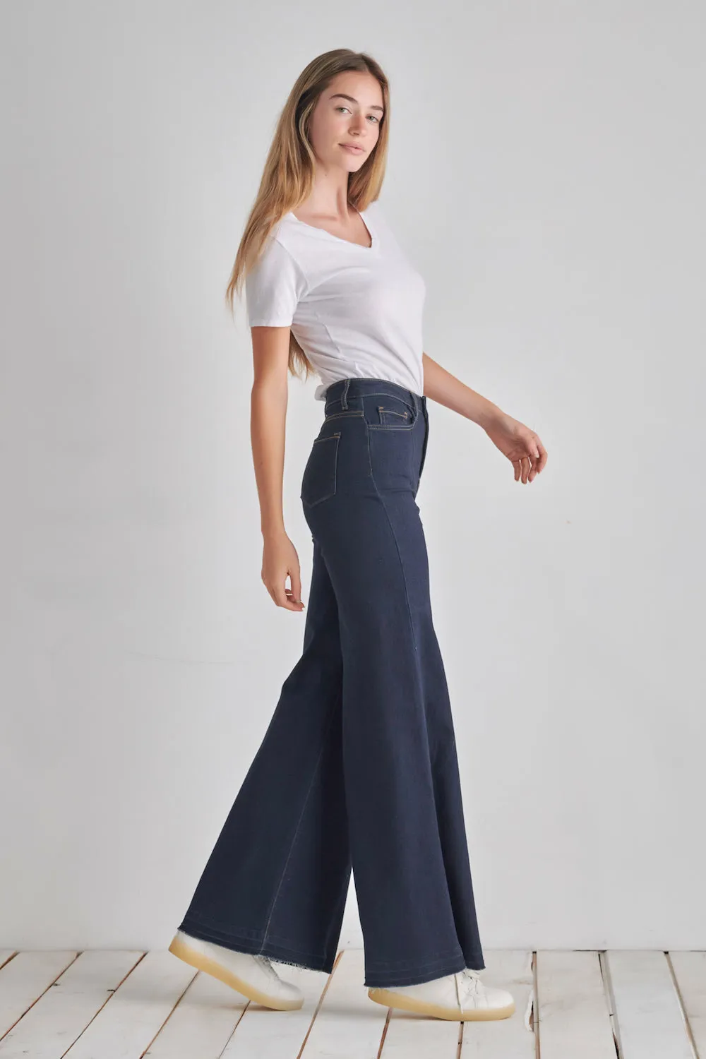 PW505 Front seam detailing high waist wide Leg