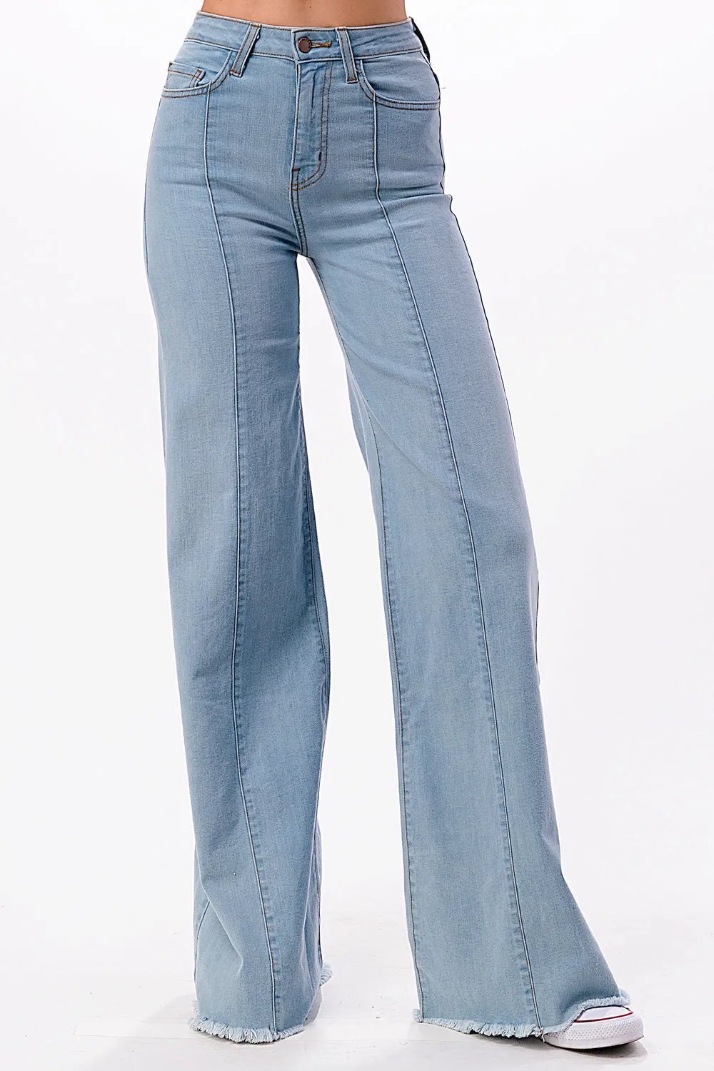 PW505 Front seam detailing high waist wide Leg