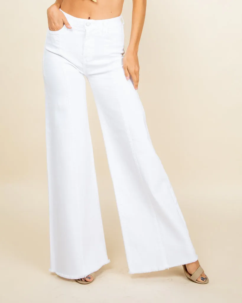 PW505 Front seam detailing high waist wide Leg