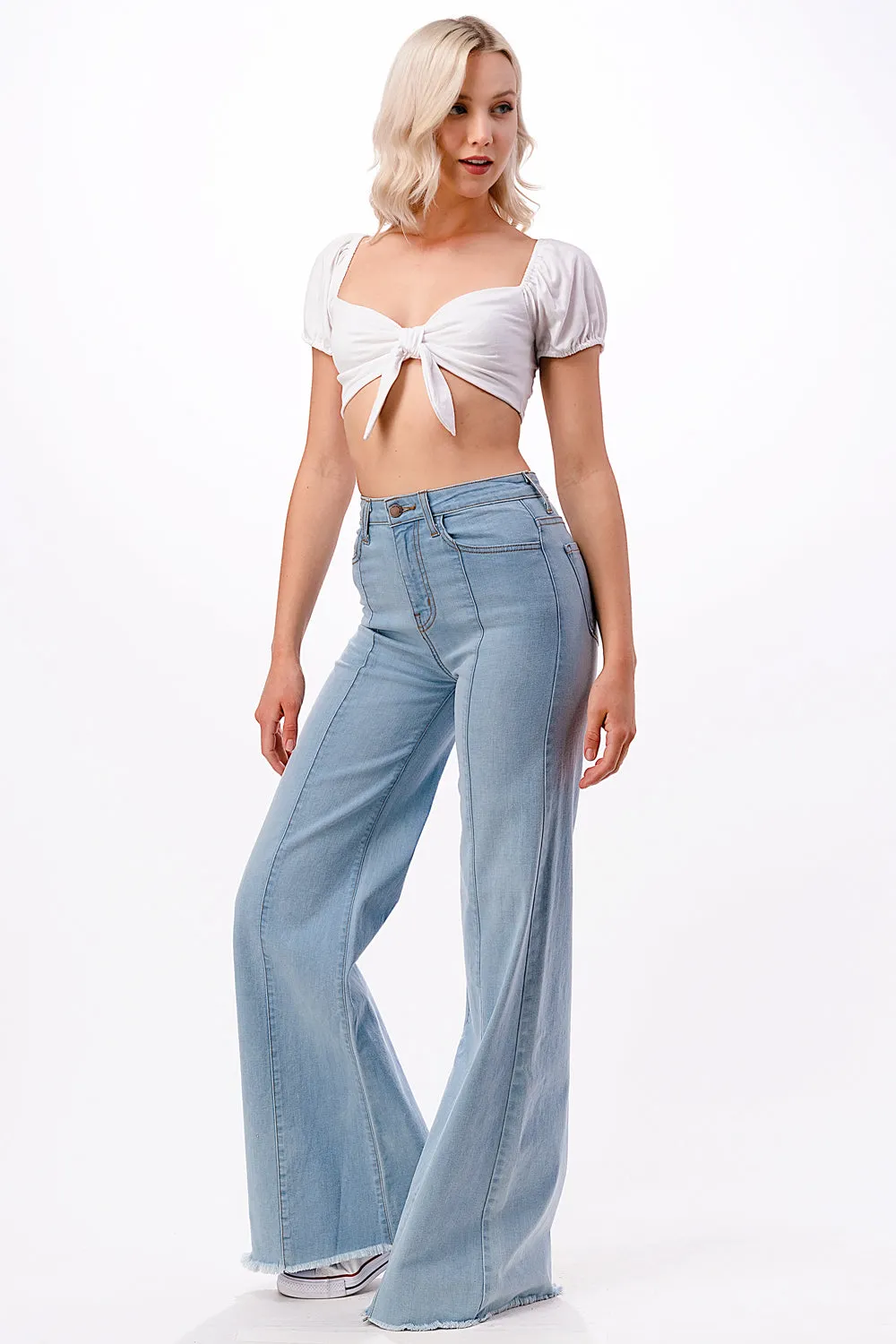 PW505 Front seam detailing high waist wide Leg