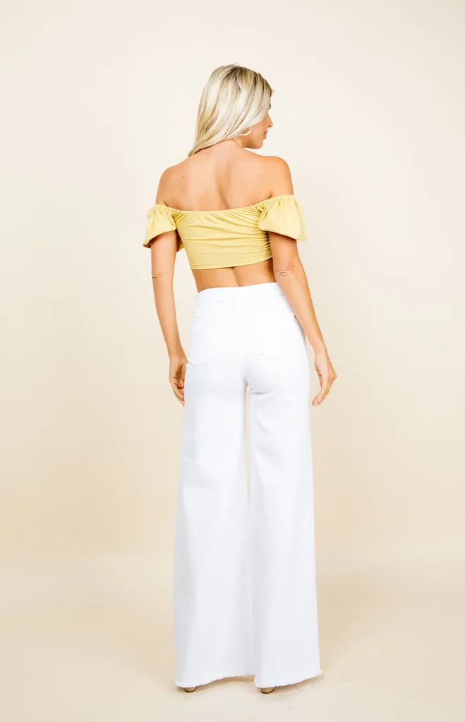 PW505 Front seam detailing high waist wide Leg