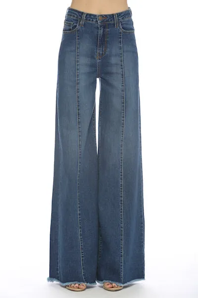 PW505 Front seam detailing high waist wide Leg