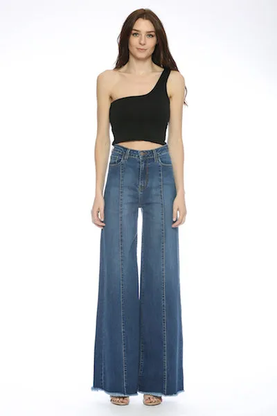 PW505 Front seam detailing high waist wide Leg