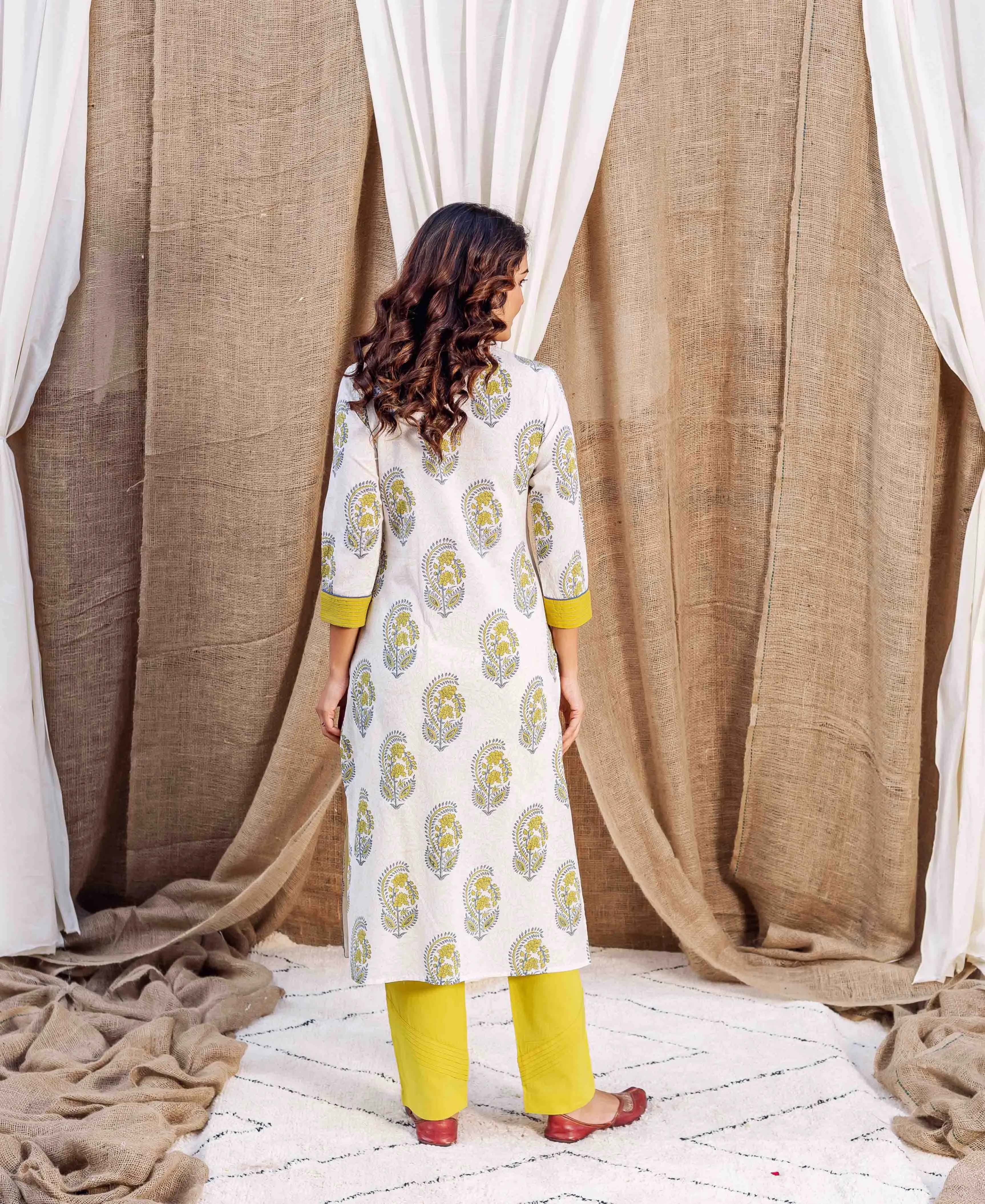 Rabiah Block Printed Straight Kurta