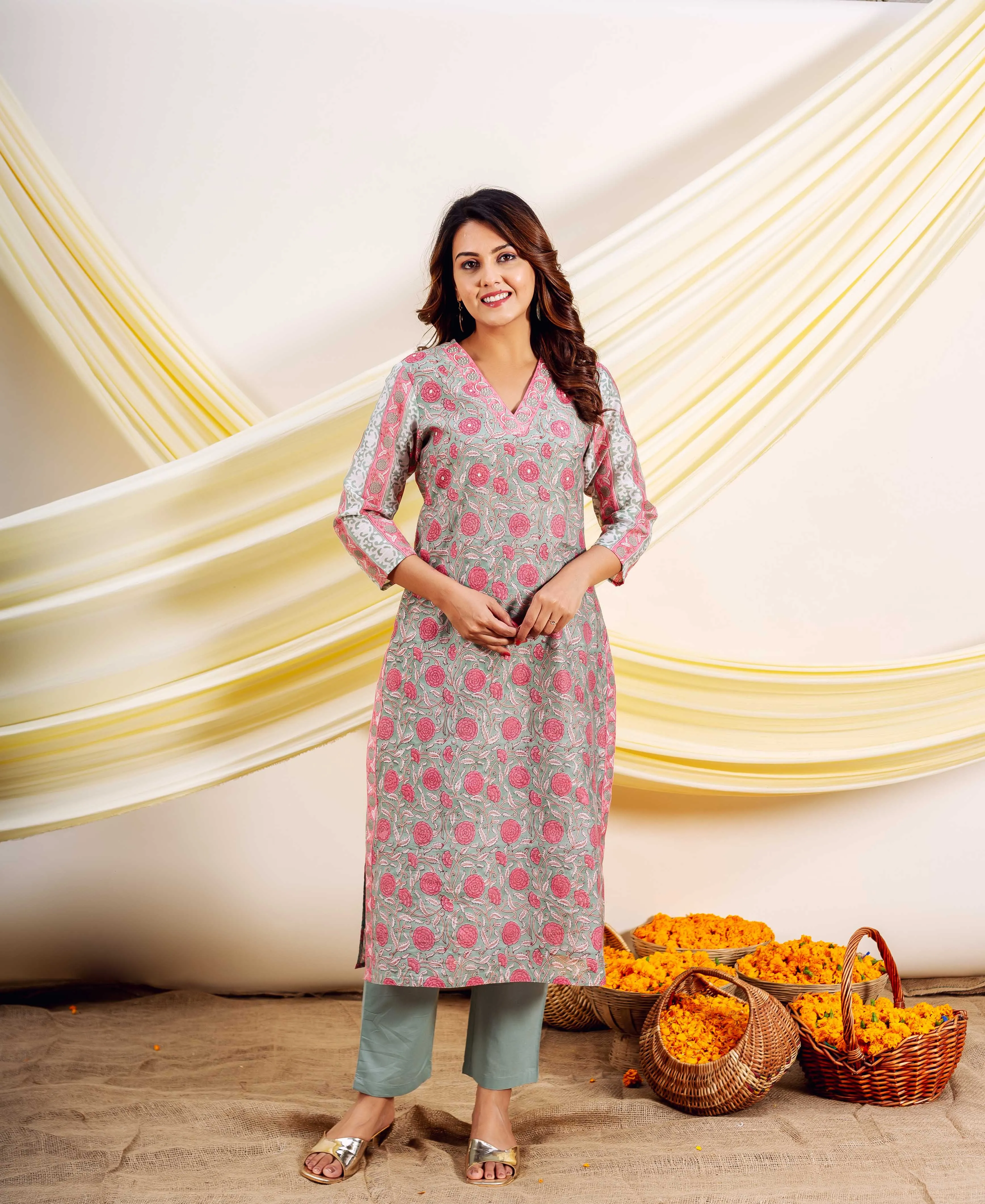 Radha's Serene Block Printed Ensemble