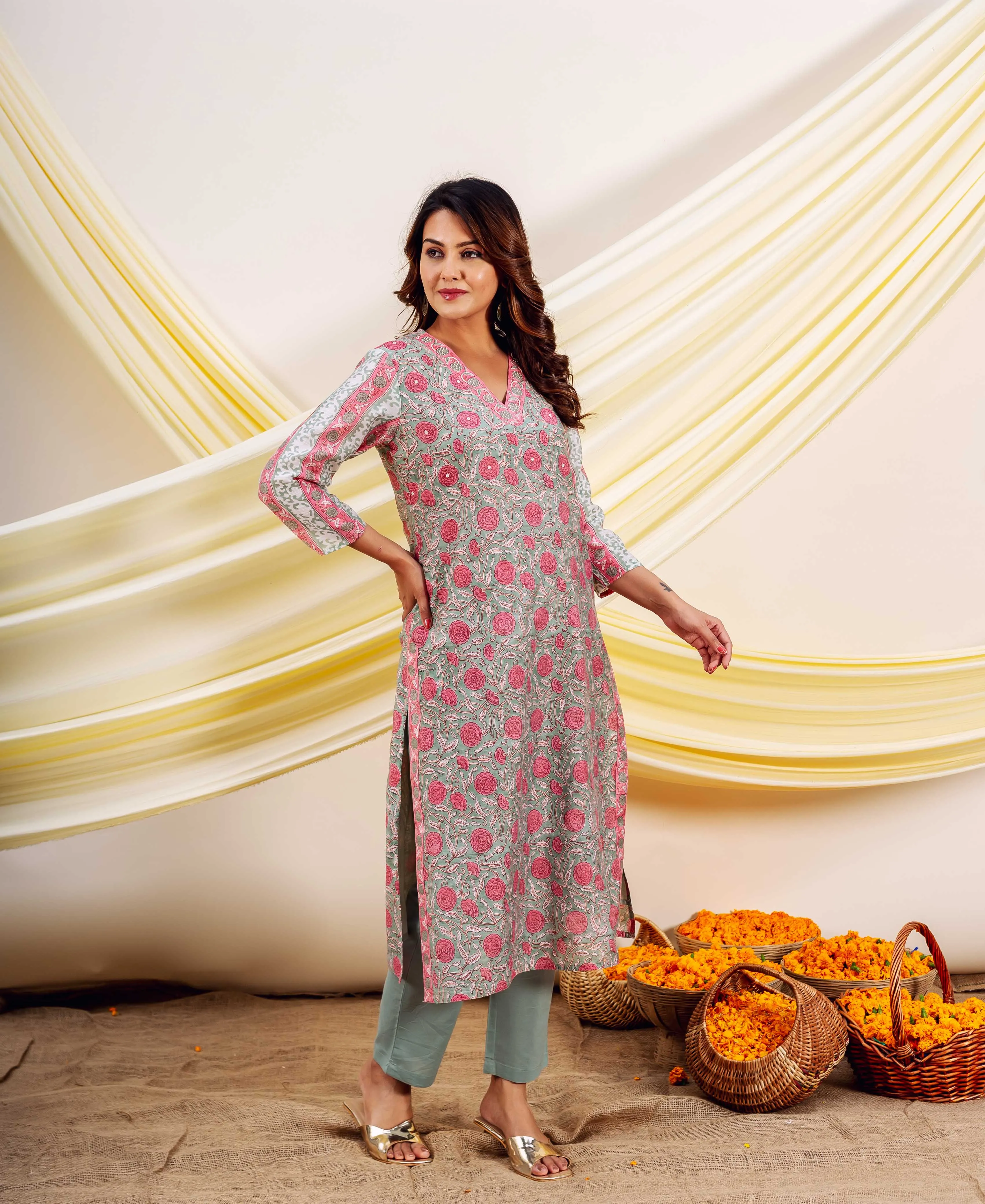 Radha's Serene Block Printed Ensemble