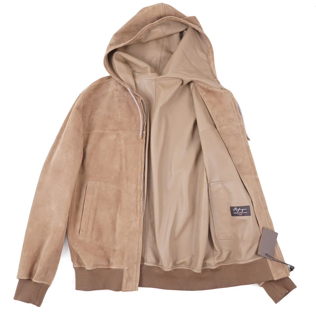 Rifugio Hooded Lambskin Suede Jacket