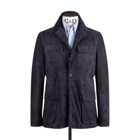 Safari Jacket in Navy Blue Suede