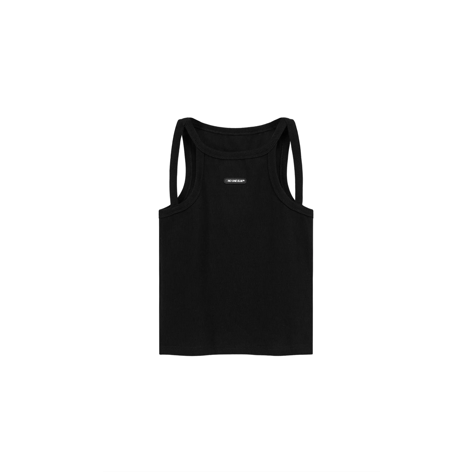 Shoulder Slits Logo Basic Slim Top