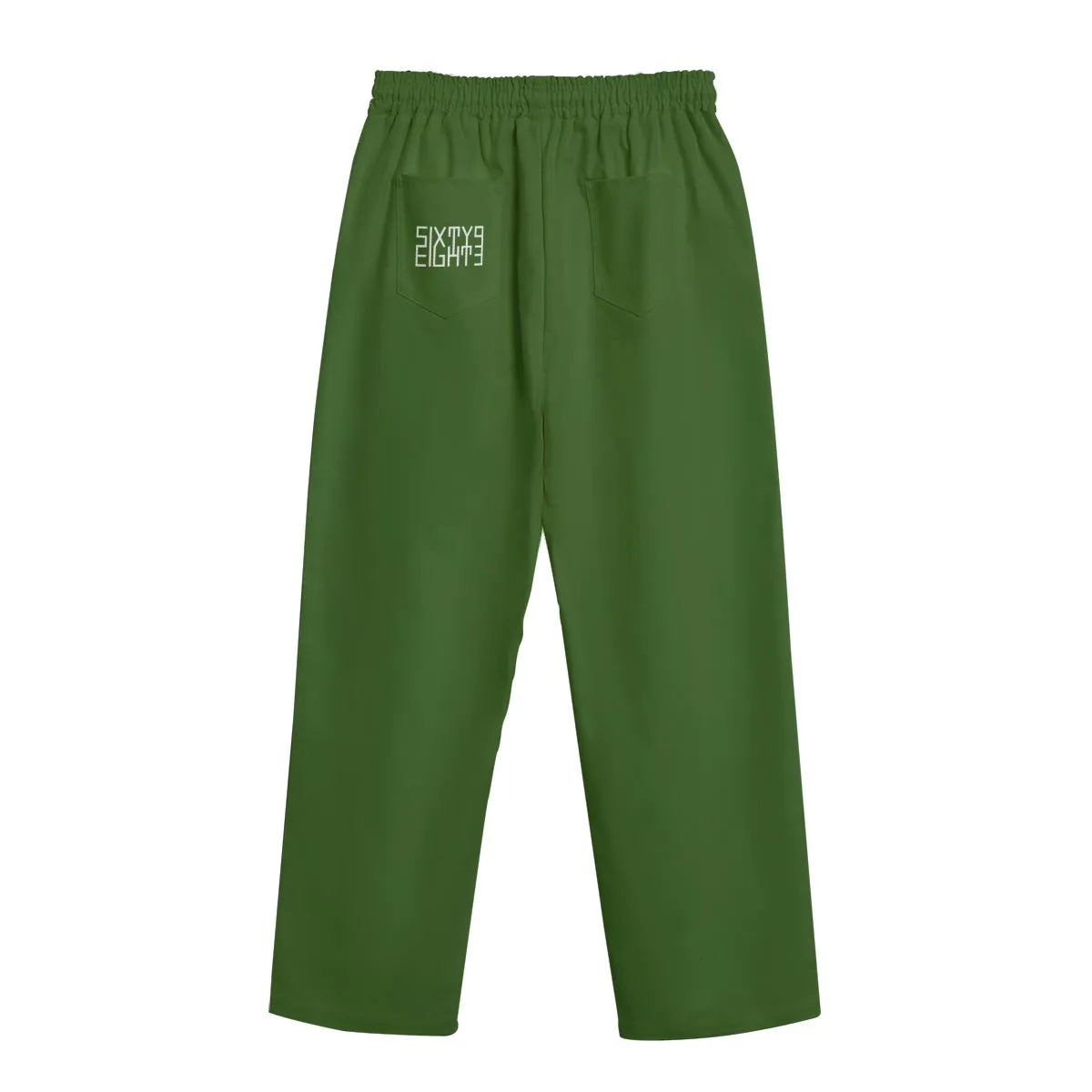 Sixty Eight 93 Logo White Forest Green Unisex Straight Casual Pants