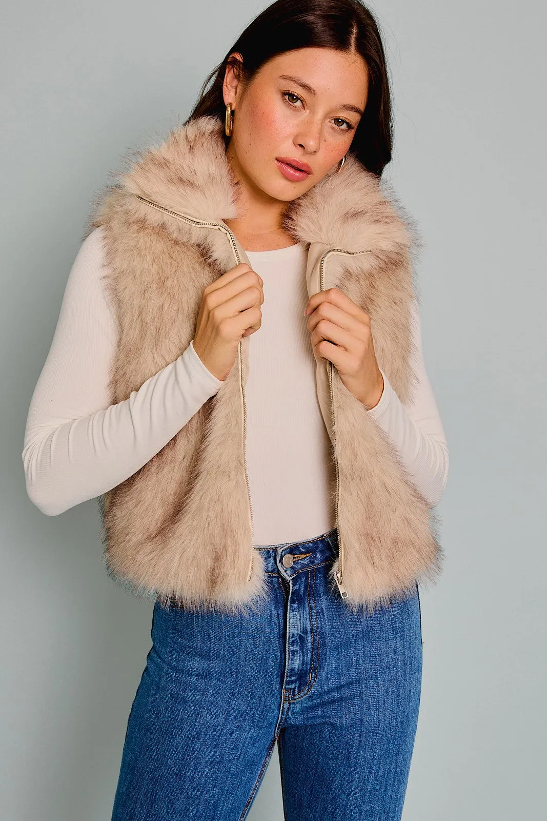 Sleeveless Faux Fur Jacket