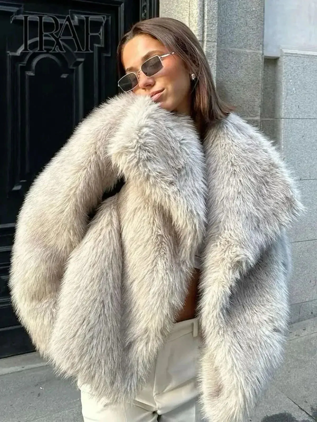 Soft Shaggy Faux Fur Open-Front Jacket