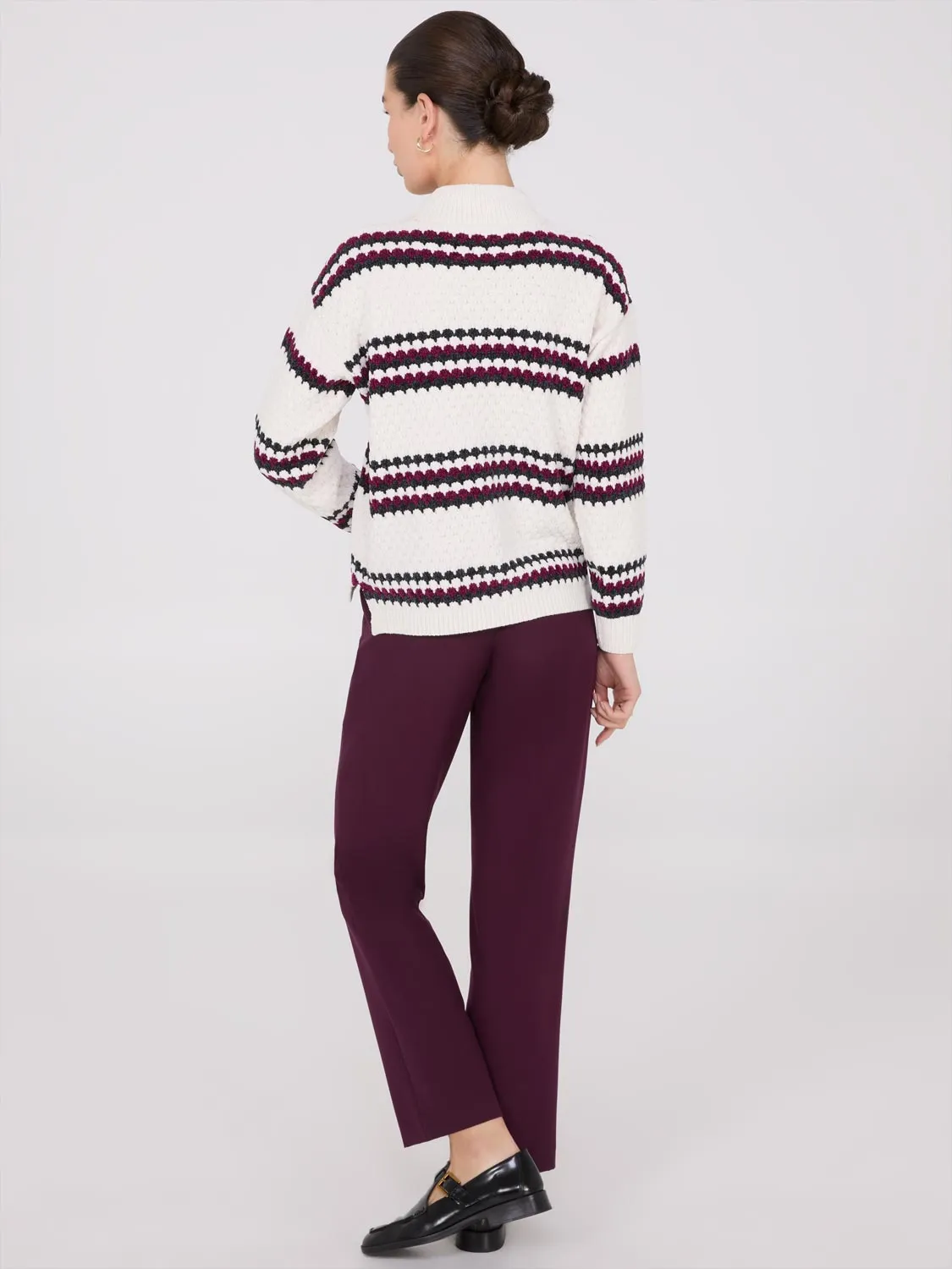 Striped Chenille Mock Neck Sweater