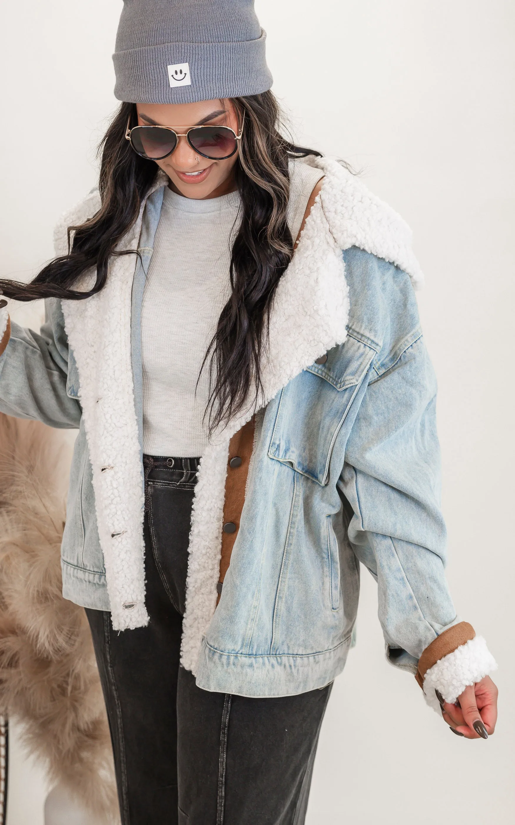 Suede Contrast Denim Jacket