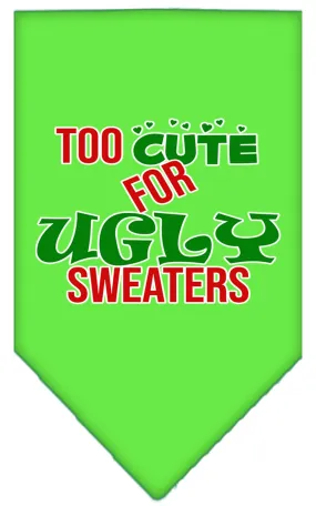 Too Cute For Ugly Sweaters Screen Print Bandana Lime Green Large