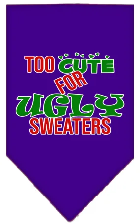 Too Cute For Ugly Sweaters Screen Print Bandana Purple Large