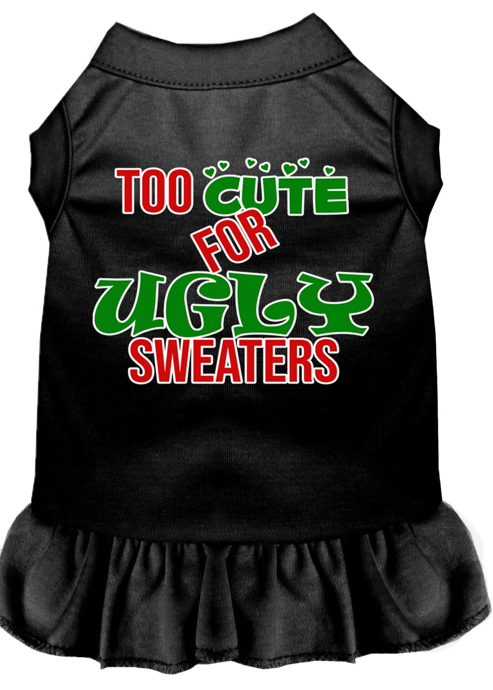 Too Cute For Ugly Sweaters Screen Print Dog Dress Black Xxxl