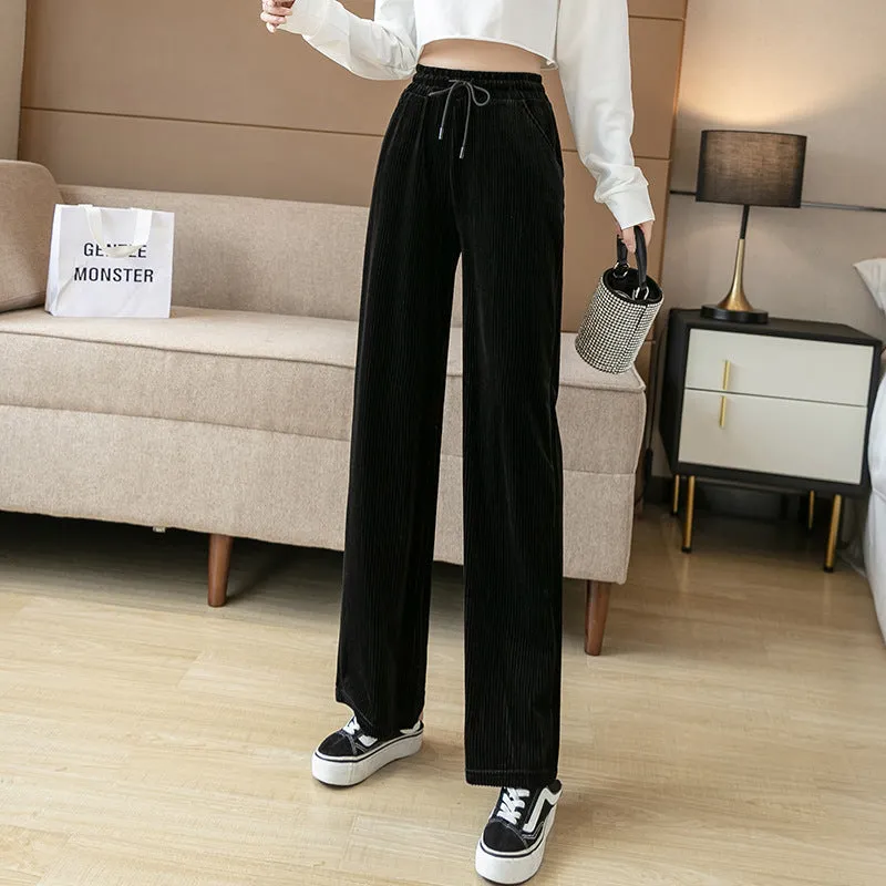 Wide Leg Korea Casual Women High Waist Loose Floor Length Straight Pants