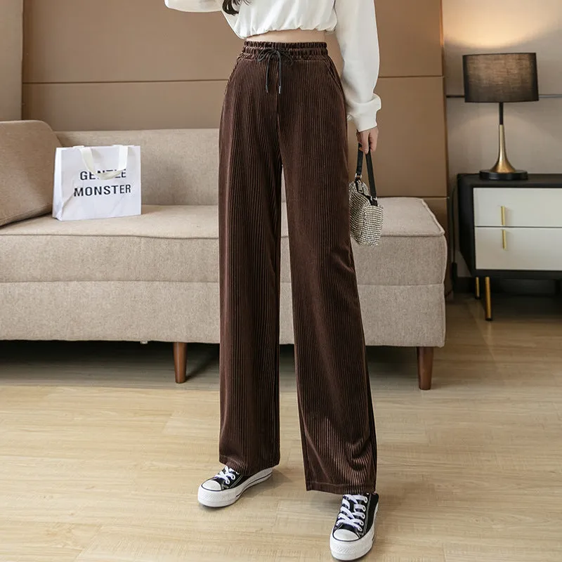 Wide Leg Korea Casual Women High Waist Loose Floor Length Straight Pants