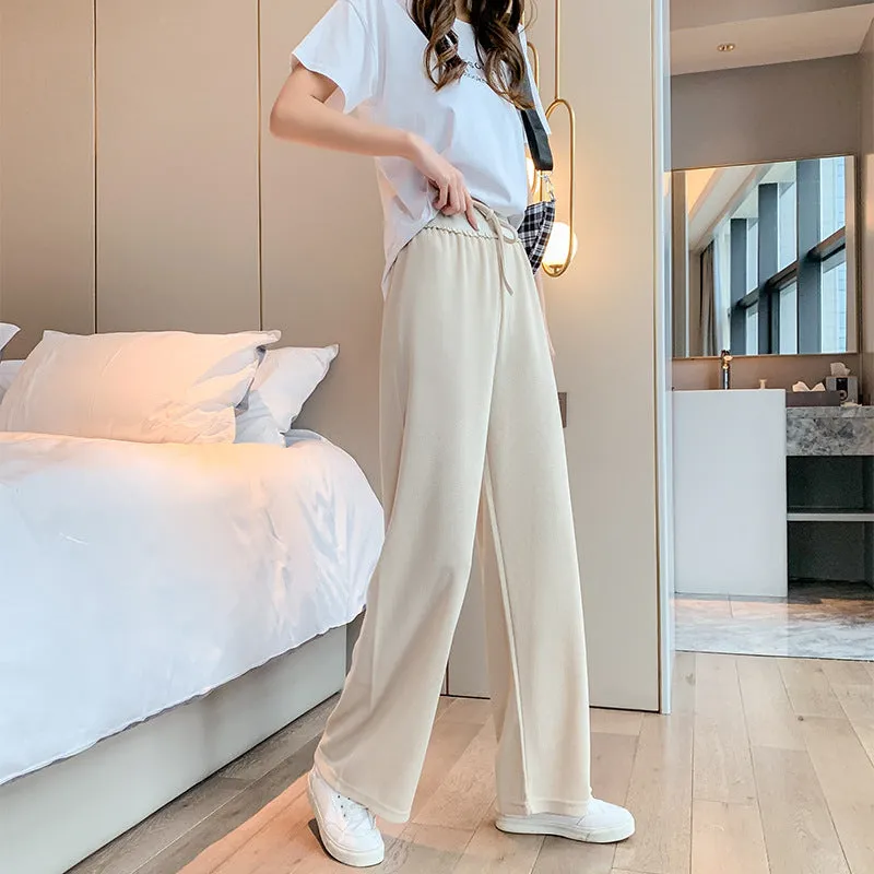 Wide Leg Women Summer Drape Ankle-Length High Waist Cool Straight Loose Casual Floor Length Long Pants