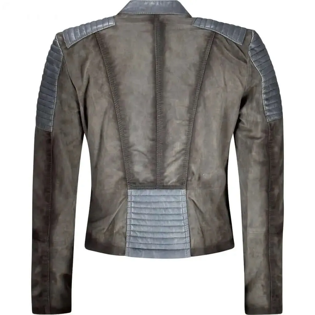 Women's Gray Suede Biker Jacket | Stylish Outerwear