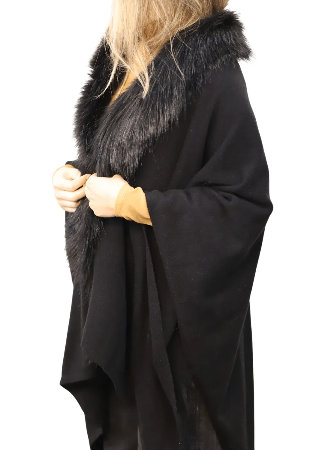 Wrap with Faux Trim - Black